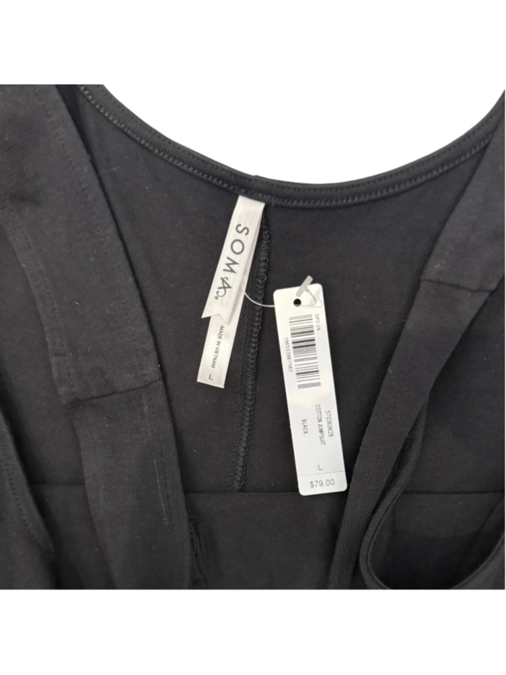 Soma Black Cotton Wide Leg Jumpsuit Romper Large NWT - Picture 4 of 6